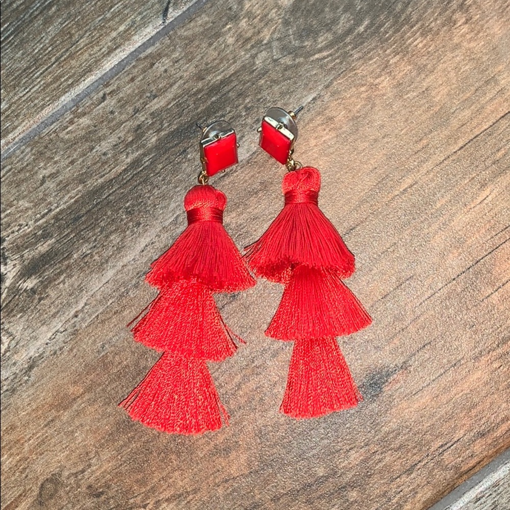 Red tassel earrings